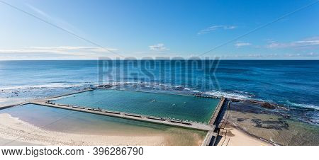 Merewether Ocean Baths Are A Famous Landmark In Coastal City Of Newcastle - Nsw = Australia
