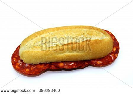 Chorizo Sandwich Typical Spanish Spiced Sausage On Spanish Pitufo Bread Mollete