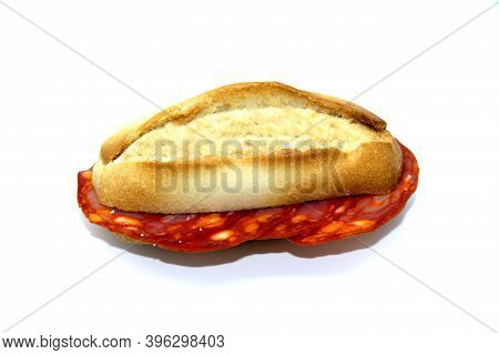 Chorizo Sandwich Typical Spanish Spiced Sausage On Spanish Pitufo Bread Mollete