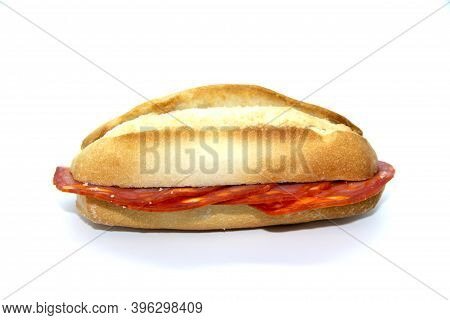 Chorizo Sandwich Typical Spanish Spiced Sausage On Spanish Pitufo Bread Mollete