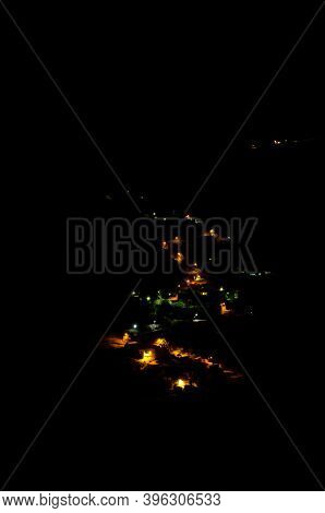 Village Of El Juncal At Night. The Nublo Rural Park. Tejeda. Gran Canaria. Canary Islands. Spain.