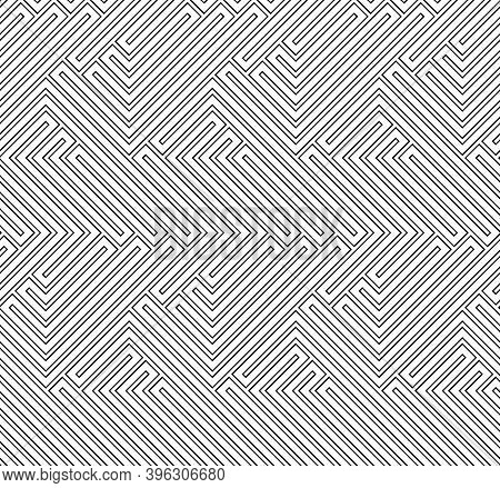 Seamless Background For Your Designs. Modern Blackand White Ornament. Geometric Abstract Pattern