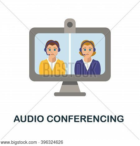 Audio Conferencing Icon. Simple Element From Online Education Collection. Creative Audio Conferencin