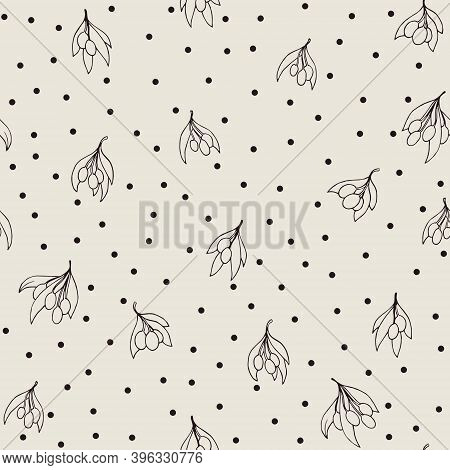 Seamless pattern Vintage Branches With Leaves. Decorative Elements for Decoration