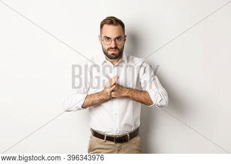 Angry Man Crack Knuckles, Want To Punch Someone, Standing Mad Against White Background