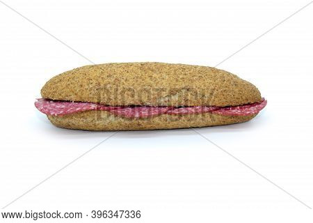 Salami Sandwich On Wholemeal Bread Spanish Bread, Typical Italian Spiced Sausage