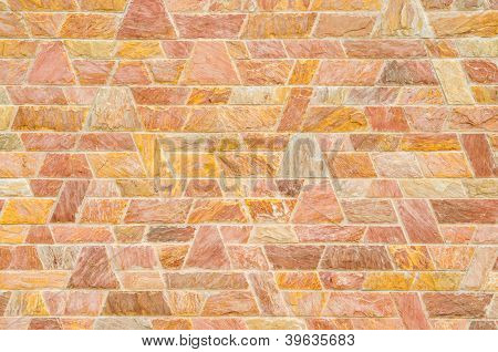 Pattern Of Red Slate Stone Wall Surface
