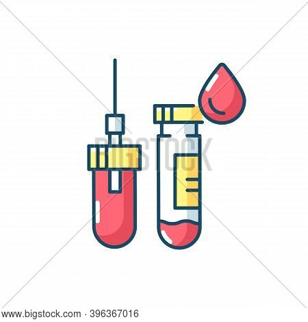 Vacuum Test Tubes Rgb Color Icon. Blood Analysis. Clinical Diagnostic For Diabetes. Hospital Fluid E