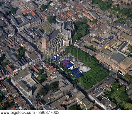 's Hertogenbosch, Holland, August 03 - 1990: Historical aerial photo of the city 's Hertogenbosch in the Dutch province Noord Brabant