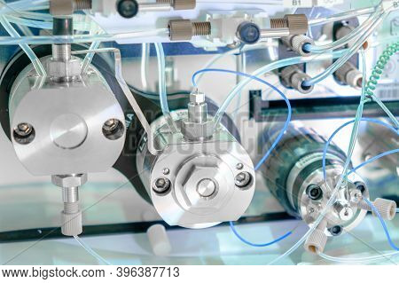 Binary Pump In Hplc System. High Performance Liquid Chromatography At Analytical Chemistry Laborator