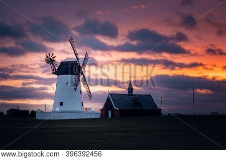 Lytham, Lancashire - November 24 2020: The Lytham Windmill At Sunrise