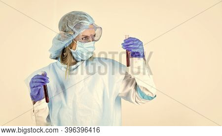 Covid 19 Pandemic. Detection Of Virus. Experimental Treatment Concept. Laboratory Testing Respirator