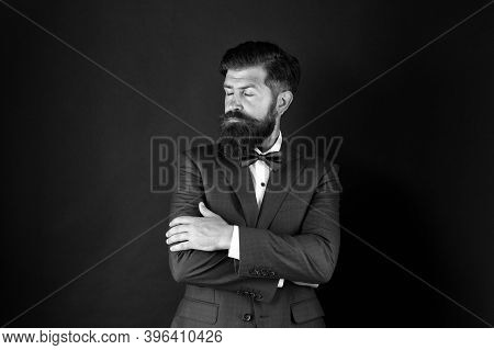 Well Groomed Man Beard In Suit. Male Fashion And Aesthetic. Classic Style Aesthetic. Businessman For