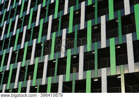 Exterior Wall Of Multi-level Overground Parking, Beautiful Green Facade