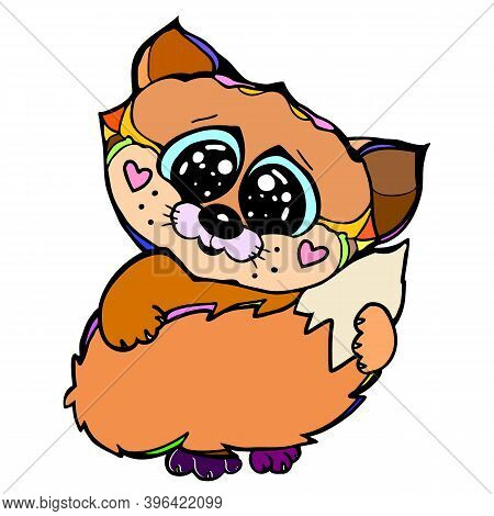 Cute Cartoon Fox In Modern Simple Flat Style.
