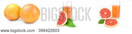 Set Of Grapefruit Isolated On A White Background