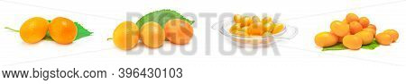Set Of Cumquats Isolated On A White Background