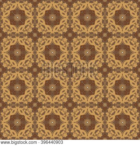 Simple Flower Patterns On Jogja Batik With Smooth Mocca Color Design.
