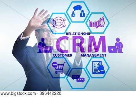 CRM custromer relationship management concept with businessman