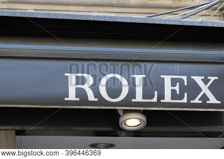 Bordeaux , Aquitaine / France - 11 21 2020 : Rolex Sa Logo Sign And Text Front Of Shop Swiss Luxury 