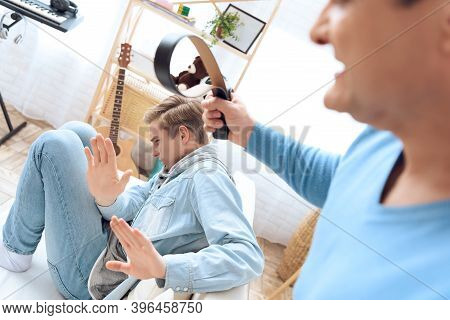Father Intimidates His Son With Belt, But Troubled Teenager Isn't Responding.