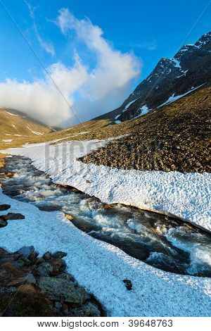 Вечерний горный поток и закат (Тиммелсёч, Австрия)