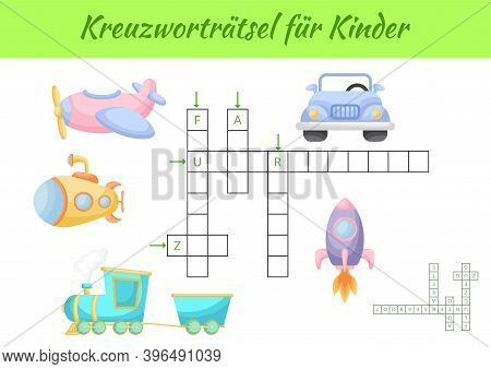 Kreuzworträtsel Für Kinder - Crossword For Kids. Crossword Game With Pictures. Kids Game And Activit