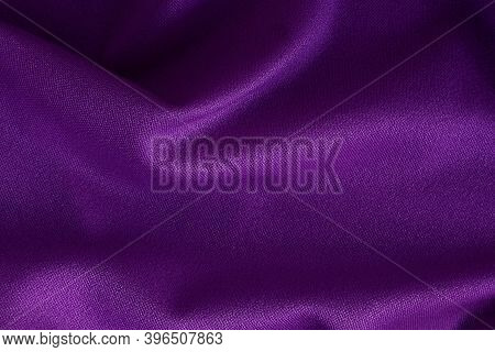 Purple Fabric Cloth Texture For Background And Design Art Work, Beautiful Crumpled Pattern Of Silk O