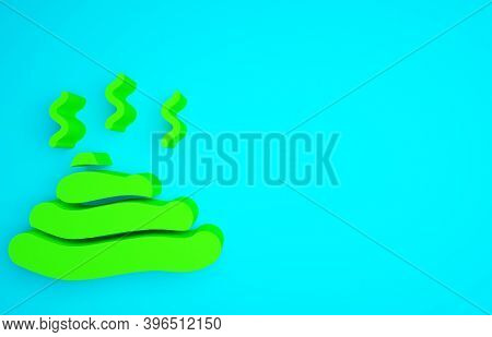 Green Shit Icon Isolated On Blue Background. Minimalism Concept. 3d Illustration 3d Render