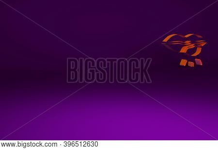 Orange Herpes Lip Icon Isolated On Purple Background. Herpes Simplex Virus. Labial Infection Inflamm