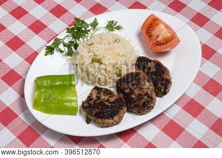 Meatball Balls From Traditional Turkish Cuisine Dishes, Grilled Meatballs, Turkish Izgara Kofte, A N