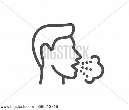Cough Line Icon. Coronavirus Symptom Sign. Flu, Sneeze Or Pneumonie Symbol. Quality Design Element. 