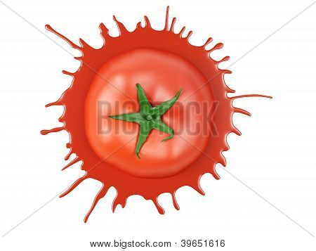Red Tomato With Red Blot Isolated