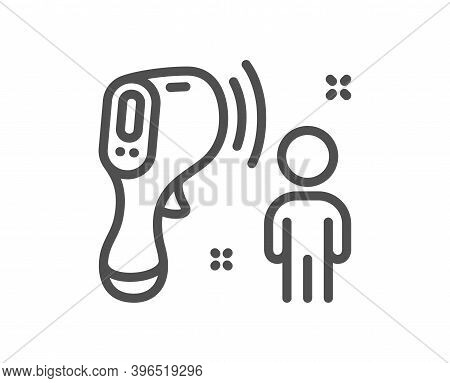 Electronic Thermometer Line Icon. Temperature Scanner Sign. Fever Measuring Symbol. Quality Design E