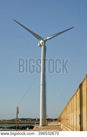 Wind Power Generator At Shoreham Harbour, West Sussex, England