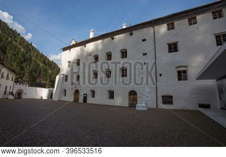 Bergusio, Italy, September 11, 2020 - The Benedictine Abbey Of Monte Maria (abtei Marienberg), Burgu