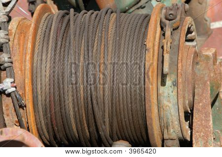 rostige Kabel und Winch reel