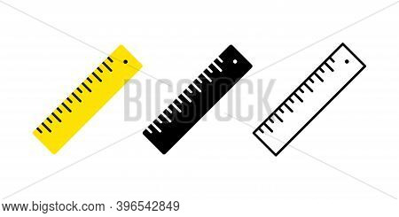 Ruler Collection Of Icons. Vector Isolated Elements. Ruler Tool. Measuring Tool. Size Indicator Unit