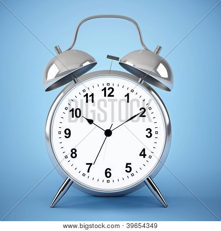 Alarm Clock On Blue Background