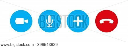 Video Call Icons. Vector Isolated Web Elements. Flat Design. Web Application Buttons. Stock Vector.