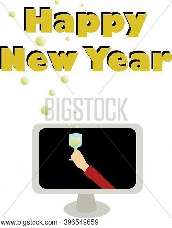 Happy New Year Virtual Toast Through Monitor