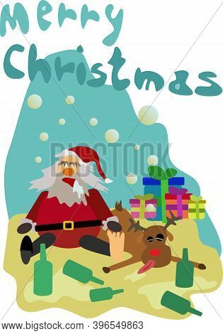Image Of  Drunk Christimas With Santa And Reindeer