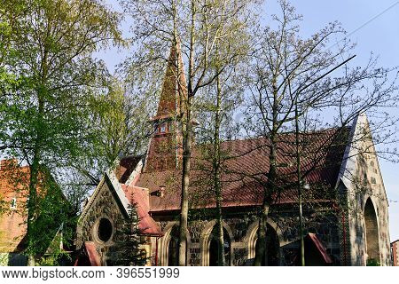 Kirch Palmniken. Kaliningrad Region. Village Yantarniy. High-quality Photo.