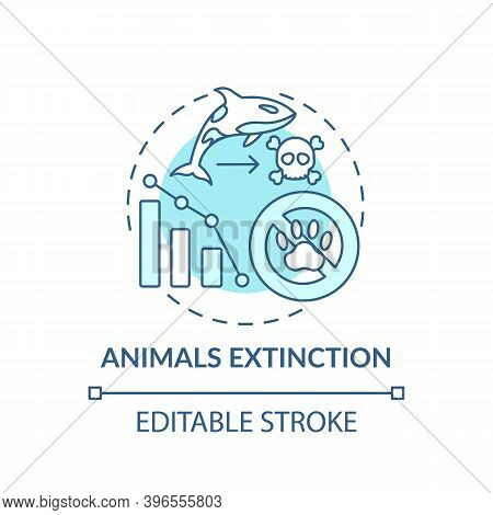 Animals Extinction Turquoise Concept Icon. Biodiversity Loss. Animal Population Decrease. Wildlife C