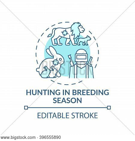 Hunting In Breeding Season Turquoise Concept Icon. Illegal Animal Cruelty. Aim At Lion. Wildlife Con