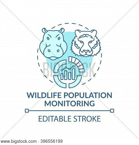 Wildlife Population Monitoring Turquoise Concept Icon. Survey On Animals. Ecosystem Research Data. C