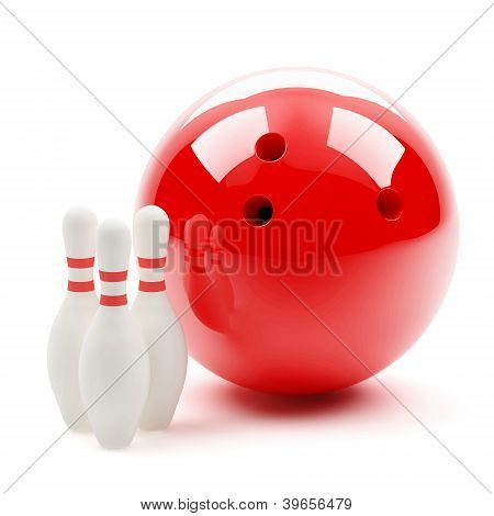 Big Bowling Ball And Three Little Skittles