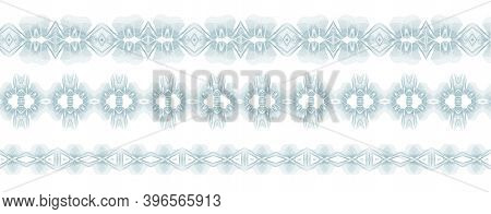 Guilloche Money Border Collection. Watermark Line Patter Useful For Bank Note, Cheque, Certificate, 