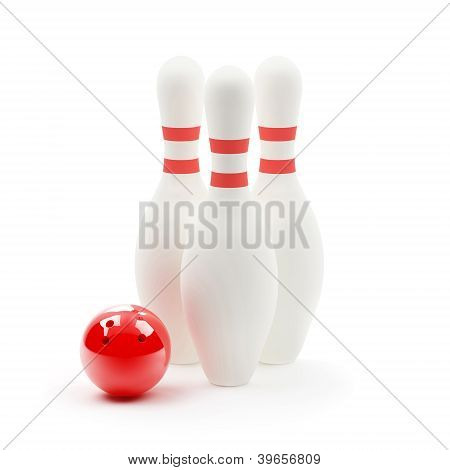 Little Bowling Ball And Three Big Skittles