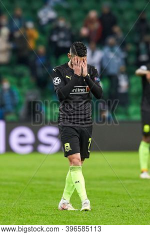 Krasnodar, Russia - November 24, 2020: Remy Cabella Of Fc Krasnodar Holding His Head During The Uefa